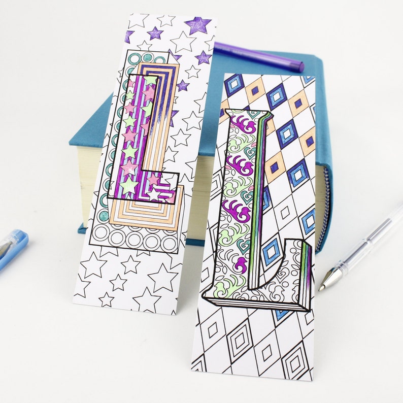 L letter x 2 bookmarks to print and colour double sided ...