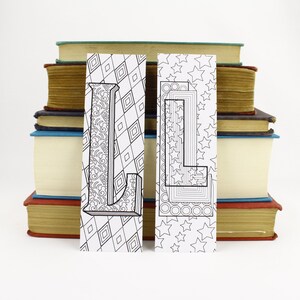 Marcadores letra L x 2 para imprimir e colorir, marcadores de livro frente e verso para baixar arquivo pdf