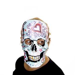Descarga de máscara de calavera, calavera de azúcar, máscaras de Halloween, Día de Muertos, máscaras de 2 colores, actividad para adultos y niños, máscaras de calavera descarga PDF imagen 9