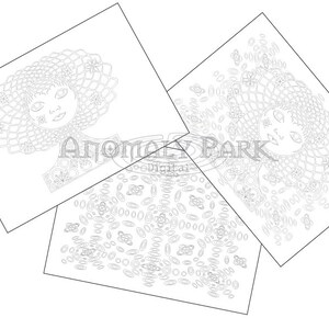 Instant PDF download 3x colouring pages, colouring pattern, ancient alien head design for teens and adults