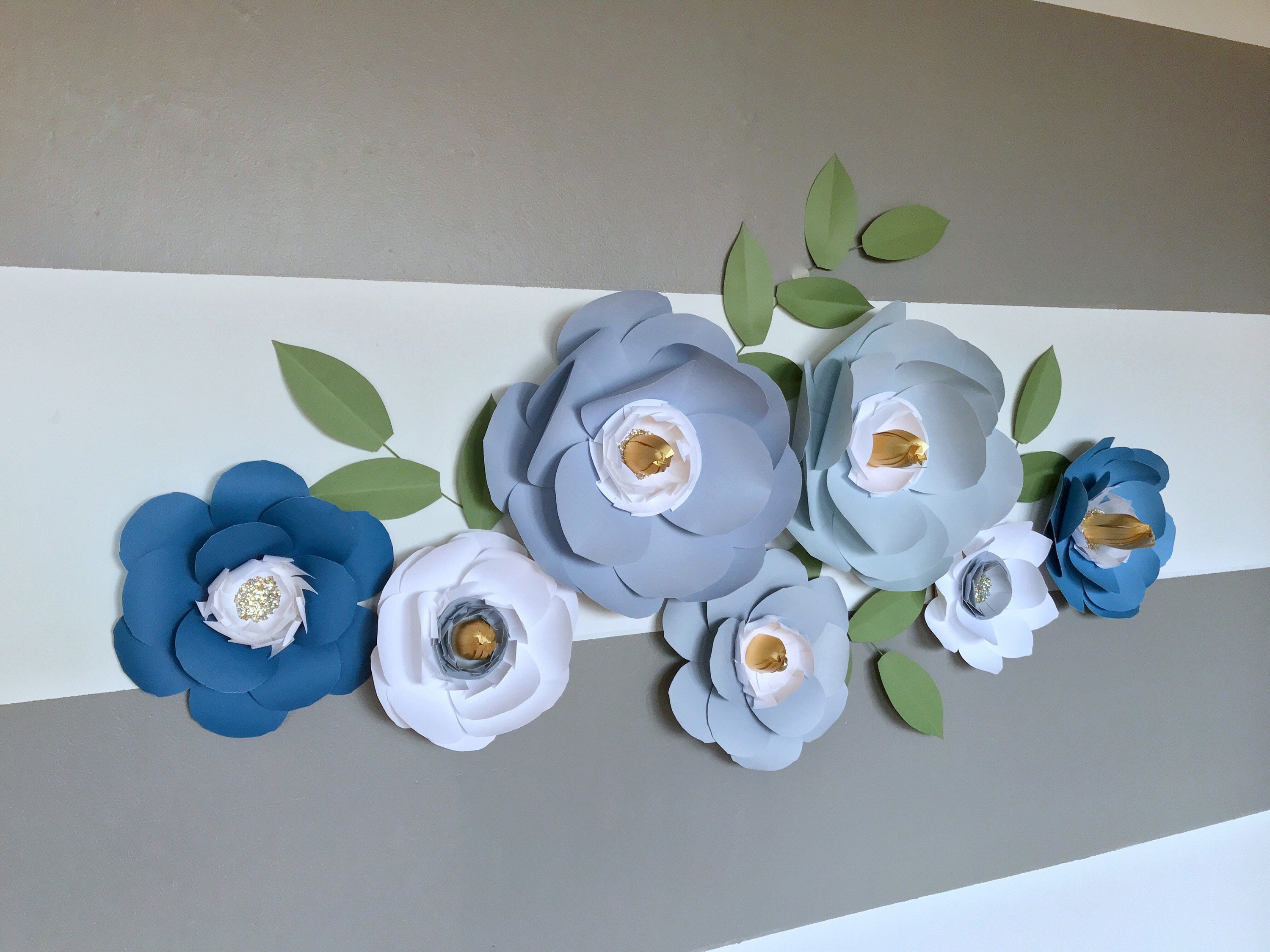 Dusty Blue Paper Flower Wall Decor Blue Nursery Decor Baby Dusty Blue Paper Flower Wall Decor Blue Nursery Decor Baby