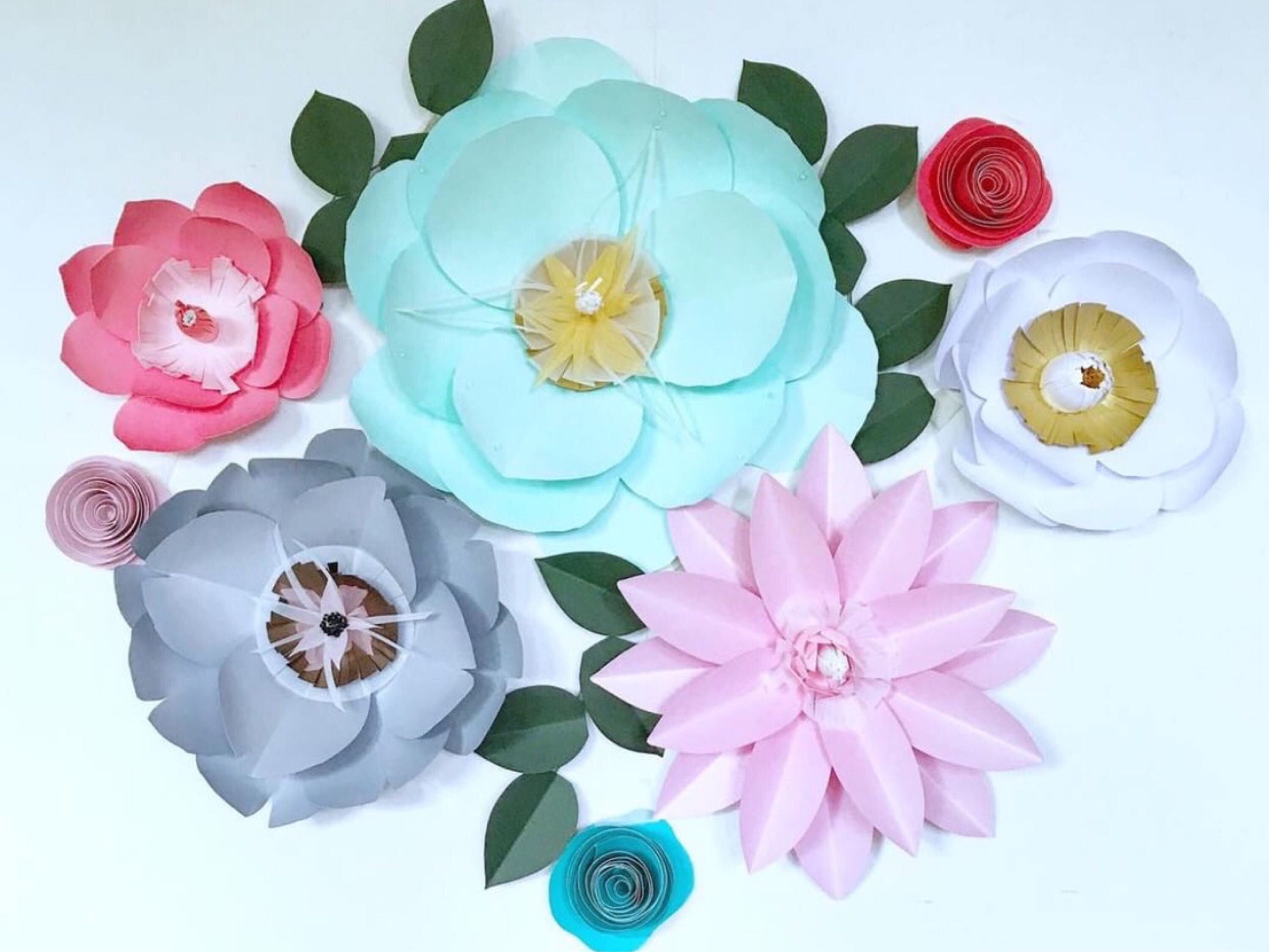 mint paper flowers mint wall decor gray nursery decor girl pink