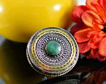 Afghan Kuchi Tribal Malachite stone Ring Bohemian Jewelry,Kuchi Ring,Afghan Jewelry,Green Ring,Hippie Ring,Free Shipping Gift for her