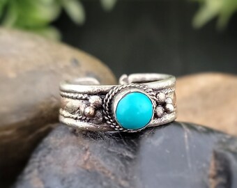 Turquoise ring,Onyx ring,Tibetan ring,Turquoise jewelry,Tibetan jewelry,Gypsyring,Blue ring,Sky blue turquoise ring