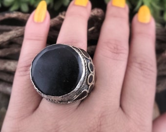 Black onyx ring,Kuchi ring,Gypsy ring,Black ring,Tribal ring,Black jewelry,Chunky ring,Statement ring,Black jewelry,Men's ring