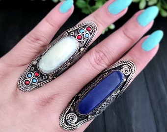 Agate stone ring,Kuchi ring,Afghan ring,Agate kuchi ring,Gray agate,Chunky ring,Tribal ring,Belly dance jewelry,Banjara ring