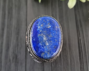 Afghan lapis ring,Lapis lazuli Kuchi Ring,Afghan Ring,Lapis lazuli Ring,Flower Ring,Gemstone Ring,Gypsy Ring,Blue Stone Ring,Gypsy jewelry