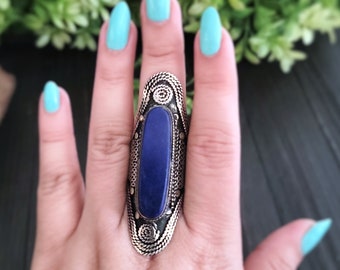 kuchi Lapis ring,Afghan ring ,Kuchi ring,Gypsy ring,Lapis stone ring,Tribal ring,Hippie ring,Lapis,Afghan jewelry,Free shipping,Gift for her