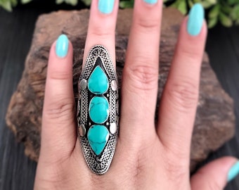 Green turquoise ring,Black onyx ring,Afghan ring,Gypsy ring,Onyx jewelry,Tribal ring,Afghan jewelry,Black ring,Turquoise ring