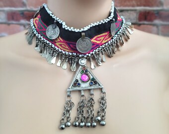 アフガン クチ チョーカー ネックレス：トライバル シルバー ベル