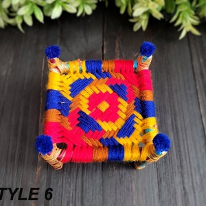 Miniature hand woven colorful Charpai/manji,Home decor,Miniature bed,Unique decor,Sindhi home decor,Tribal home decor,Wooden Charpai Manji