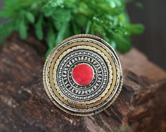 Afghan Kuchi Tribal Malachite stone Ring Bohemian Jewelry,Kuchi Ring,Afghan Jewelry,Green Ring,Hippie Ring,Free Shipping Gift for her