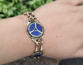 Enamel stone bracelet,Kuchi bracelet,Afghan lapis,Blue bracelet,Link bracelet,Kuchi jewelry,Gift for her
