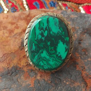 Afghan Kuchi Tribal Malachite stone Ring Bohemian Jewelry,Kuchi Ring,Afghan Jewelry,Green Ring,Hippie Ring,Free Shipping Gift for her