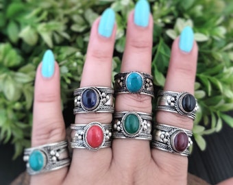 Turquoise ring,Onyx ring,Tibetan ring,Turquoise jewelry,Tibetan jewelry,Jade ring,Red ring,Sky blue turquoise ring, Amethyst ring