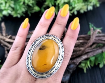 Yellow Agate Ring,Agate Jewelry,Round Stone Ring,Afghan Ring,Agate Stone Ring,Gypsy Ring,Banded Agate Ring,Unique Ring,Kuchi Ring