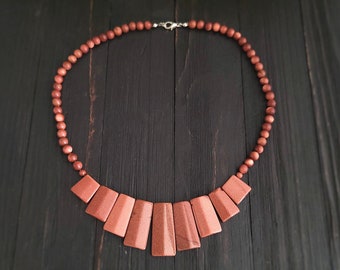 Goldstone Beaded necklace,Healing Jewelry,Brown goldstone,Brown beads,Beaded necklace,Sandstone necklace