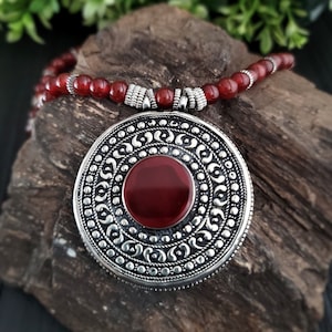 Pendentif cornaline, collier de perles de cornaline, collier Aqeeq, collier afghan, perles de cornaline, collier pendentif, bijoux en cornaline