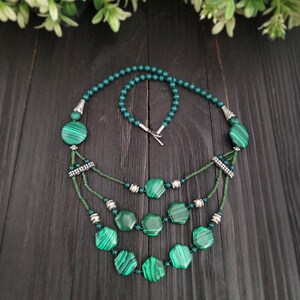 Malachite necklace,malachite beads,Malachite jewelry,Green necklace,Healing necklace