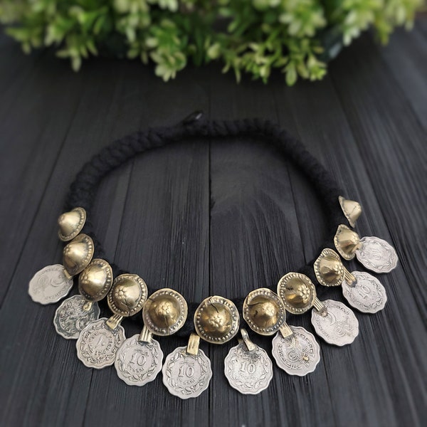 Turkmen button choker,Tribal choker,Ethnic choker,Vintage choker,Statement necklace,Belly dance necklace