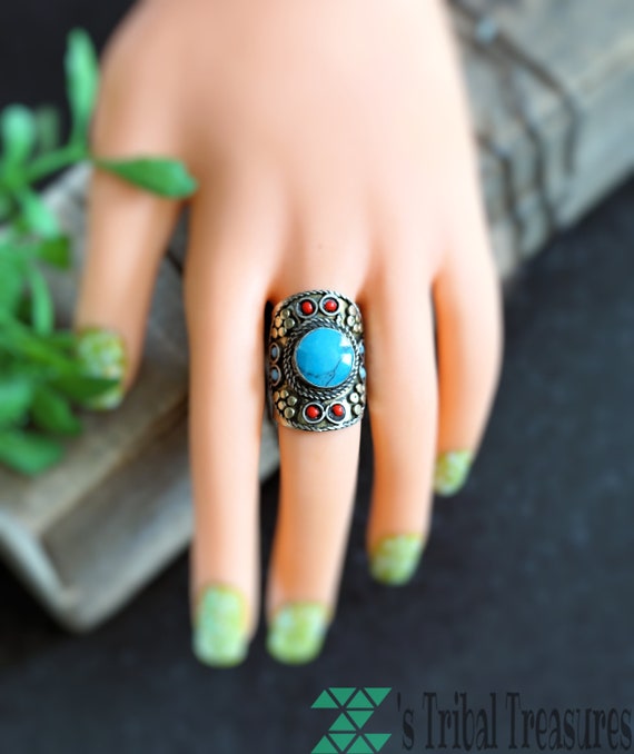 Lapis lazuli Afghan ring ,Kuchi ring,Gypsy ring,L… - image 3