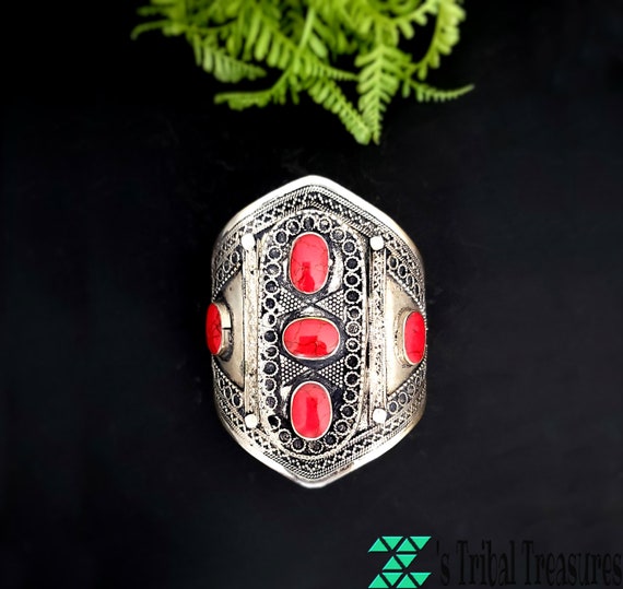 Tribal red stone cuff,Afghan Bracelet,Afghan kuch… - image 5