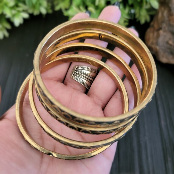 Blue vintage bangles,Stackable bangles,Tibetan ba… - image 5