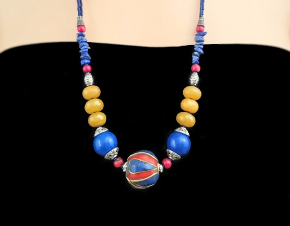 Tibetan beaded necklace,Lapis necklace,Lapis bead… - image 10