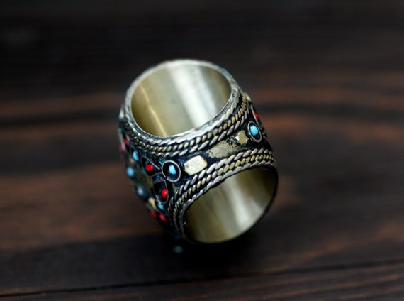 Afghan Ring ,kuchi Ring,Vintage Ring,Glass stone … - image 4