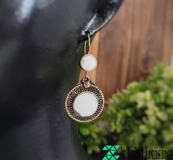 White earring,Kuchi earring,Boho earring,White je… - image 9