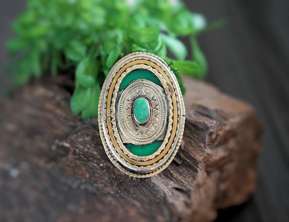 Afghan Kuchi Tribal Malachite stone Ring Bohemian Jewelry,Kuchi Ring,Afghan Jewelry,Green Ring,Hippie Ring,Free Shipping Gift for her