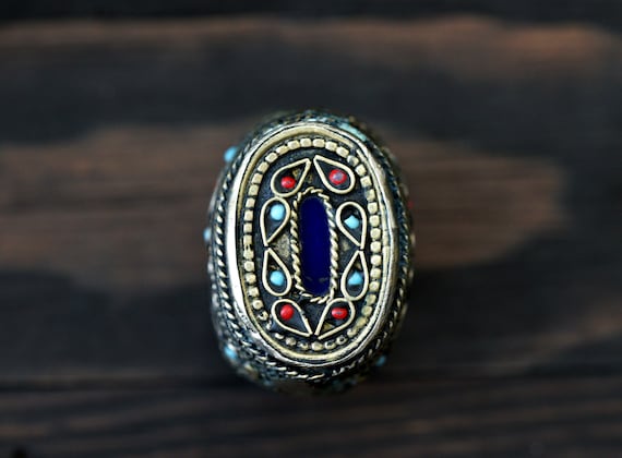 Afghan Ring ,kuchi Ring,Vintage Ring,Glass stone … - image 1