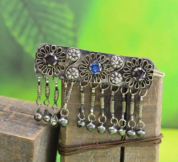 Vintage Afghan or Kuchi Tribe Traditional Handmade Hair Clip Vintage Afghan Tribal Hair Clip: Floral Hair Jewelry - Etsy main image 2