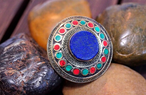 Kuchi Lapis lazuli ring,Statement ring,Afghan lap… - image 2