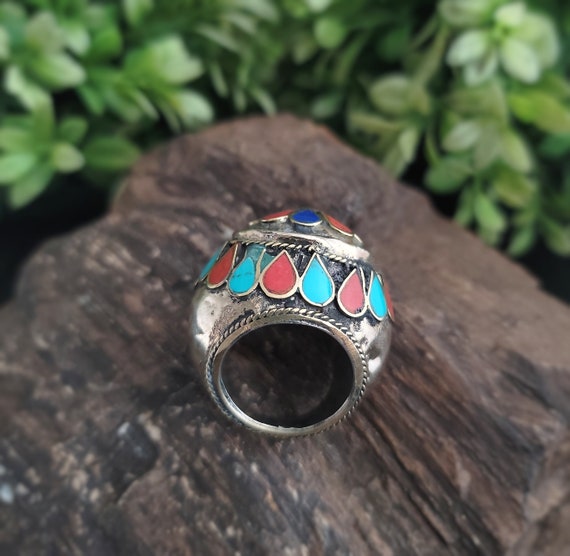 Afghan Dome Statement Ring,Lapis Ring,Turquoise R… - image 9