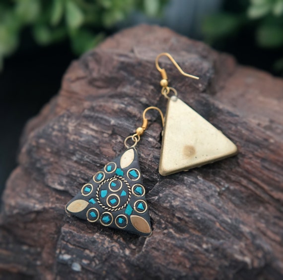 Nepali earring,Boho earring,Turquoise earring,Mos… - image 2
