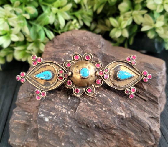Turquoise Hair Clip,Turquoise,Vintage Hair Clip,Tribal Hair Clips,Afghan Hair Clips,Gypsy Hair Barrette,Boho Barrette,Hair Accessories