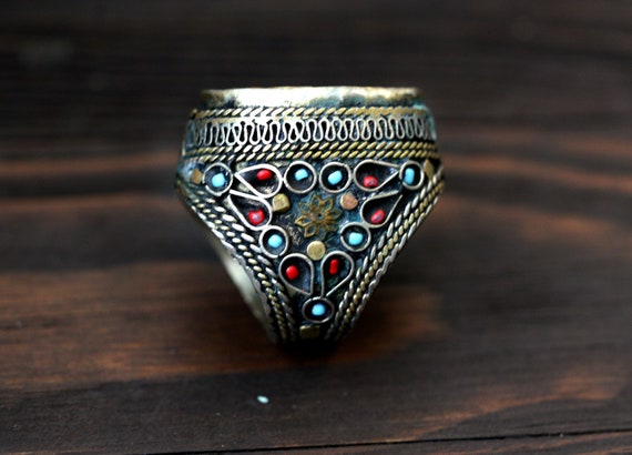 Afghan Ring ,kuchi Ring,Vintage Ring,Glass stone … - image 2