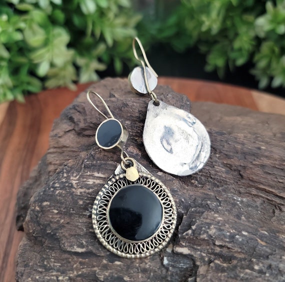 Black enamel earring,Kuchi black earring,Afghan j… - image 5