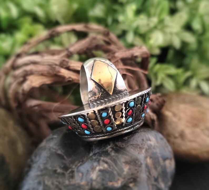 Afghan Kuchi Ring,boho Ring,tribal Dome Ring,turquoise Afghan Ring ...