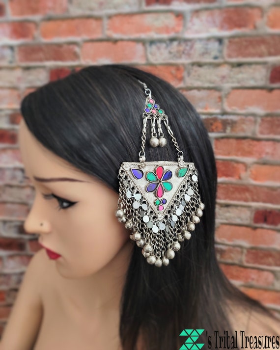 Silver Kuchi Maang Tikkas,Tribal forehead jewelry,