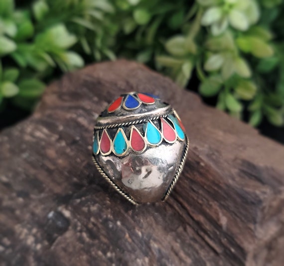 Afghan Dome Statement Ring,Lapis Ring,Turquoise R… - image 6