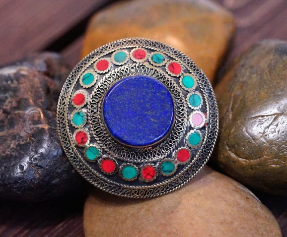 Kuchi Lapis lazuli ring,Statement ring,Afghan lap… - image 4