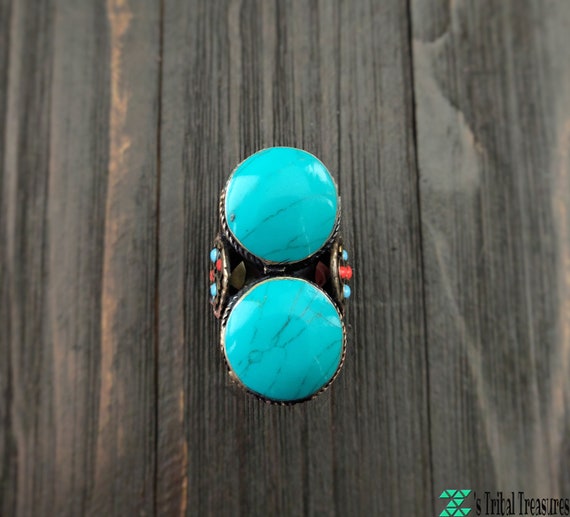 kuchi Turquoise ring,Afghan ring,Kuchi ring,Turqu… - image 3