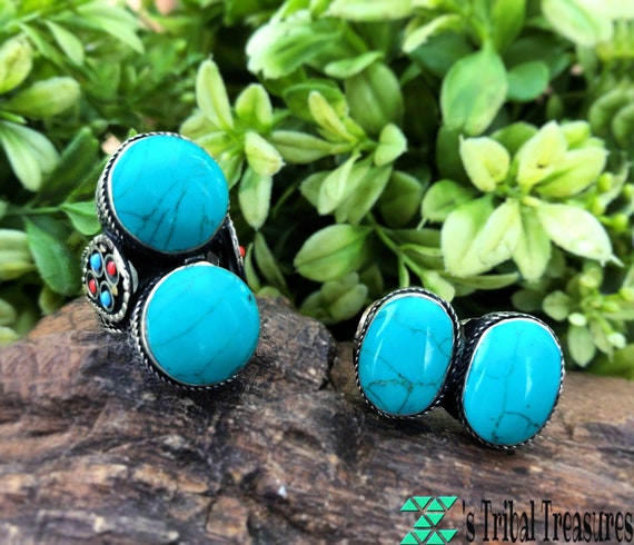 kuchi Turquoise ring,Afghan ring,Kuchi ring,Turqu… - image 1