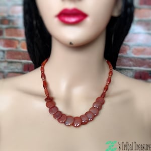 Carnelian Bead Necklace,Vintage Carnelian Necklace,Carnelian Beads