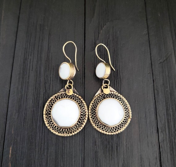 White earring,Kuchi earring,Boho earring,White je… - image 2