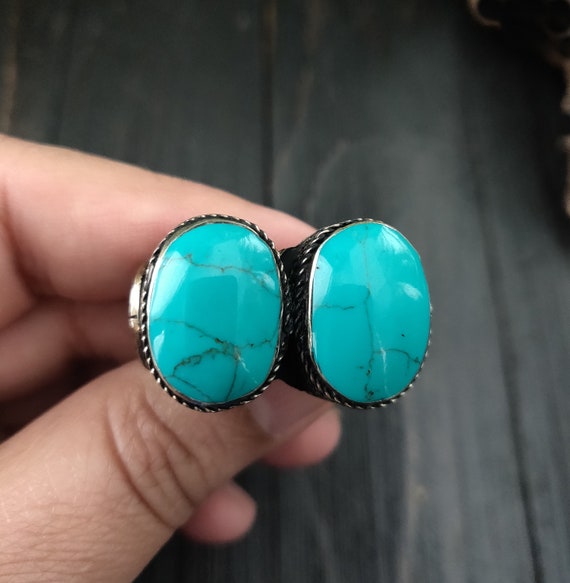 kuchi Turquoise ring,Afghan ring,Kuchi ring,Turqu… - image 9
