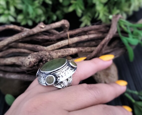 Green agate ring,Afghan ring,Gypsy ring,Kuchi rin… - image 7