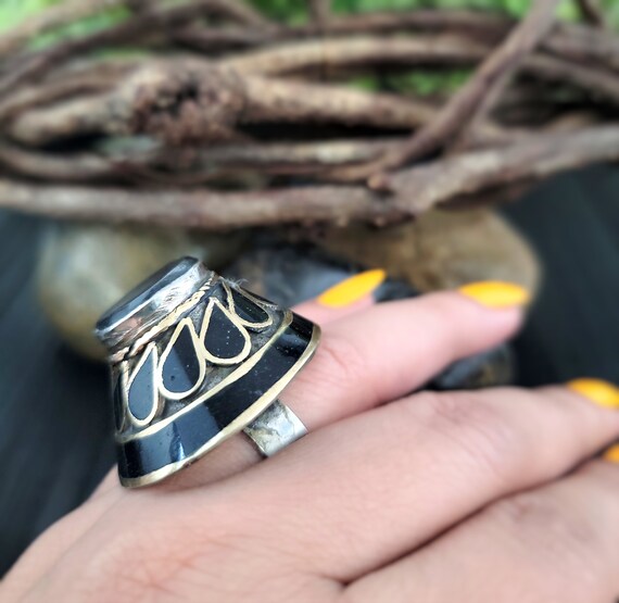 Kuchi onyx dome ring,Tribal ring,Gypsy ring,Afgha… - image 9